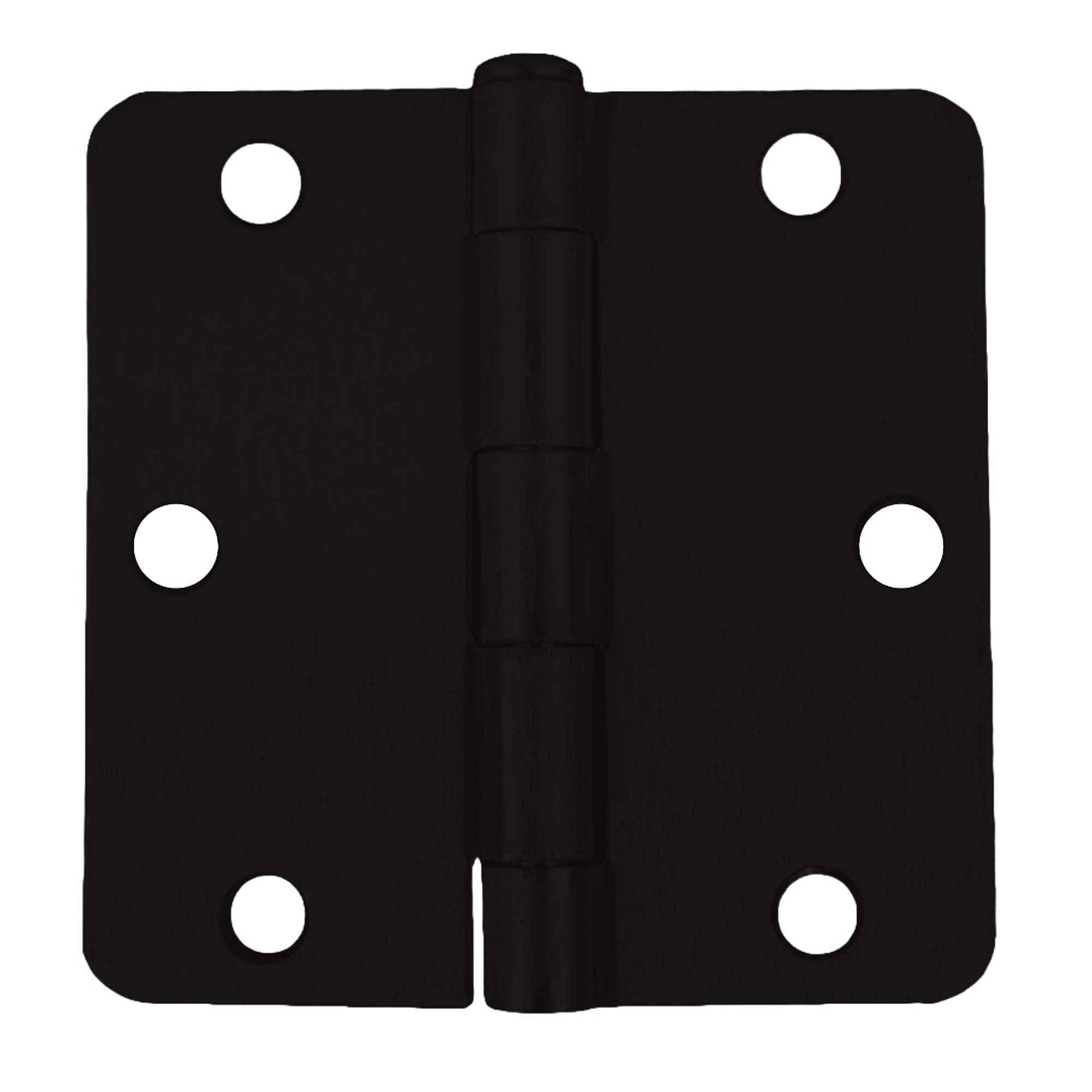 Global Door Controls Full Mortise Residential Door Hinge Set — 3.5in. x 3.5in., Matte Black, 1/4in. Radius, Removable Pin, 2 Pcs, Model# CP3535-1/4-US19-M